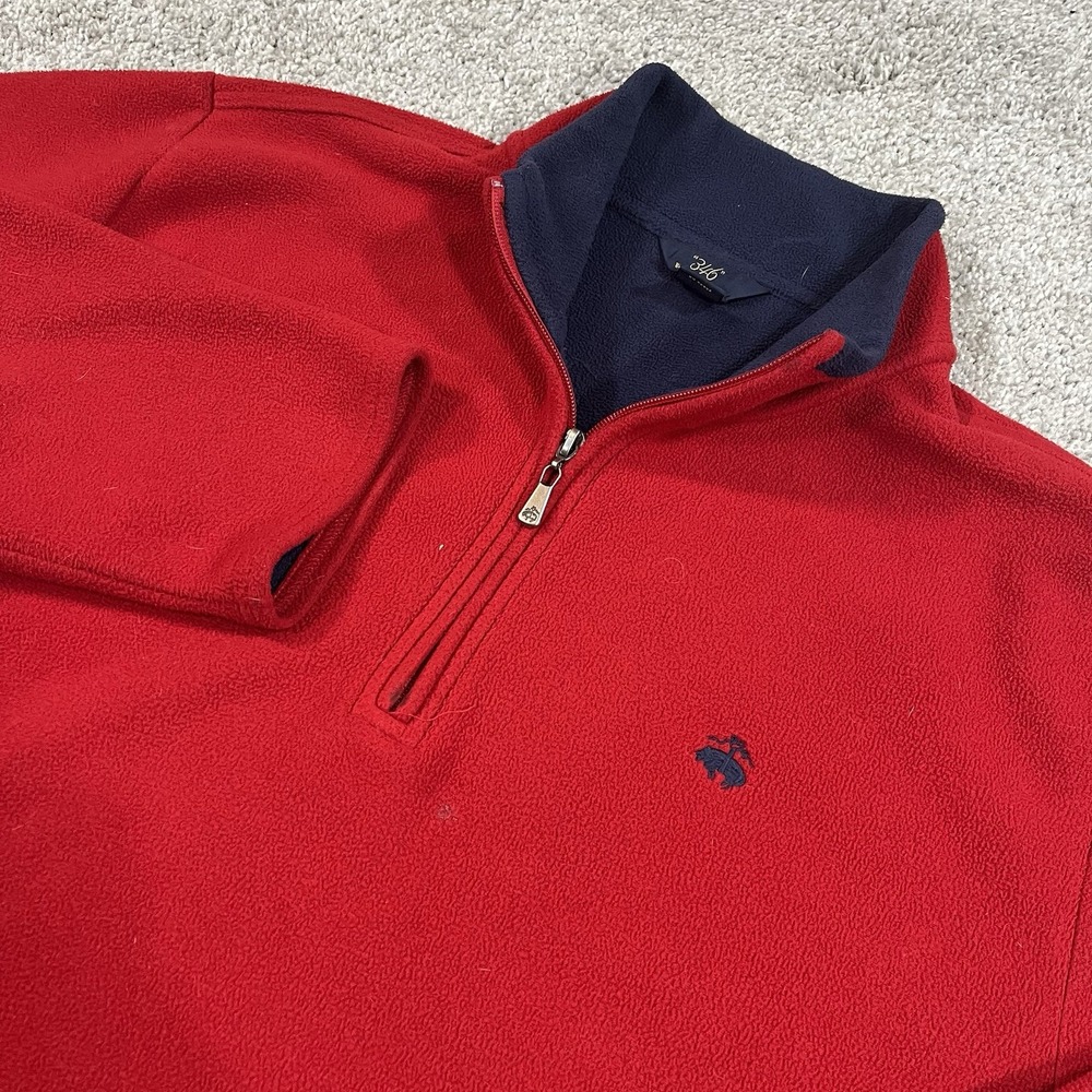Brooks Brothers 346 Fleece 1/4 Zip XL Red Pullover‎ Warm Casual Classic Logo